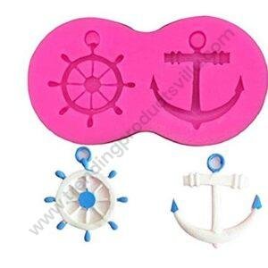 TPV® Anchor Rudder Wheel Ship Shape Silicone Fondant Mould Diy Sailor Nautical Theme