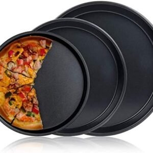 TPV® Pizza Pan Combo 3 Size 23 Cm,26 Cm,29 Cm Plate Tray Pan Deep Pizza Carbon Baking Non-Stick Mold
