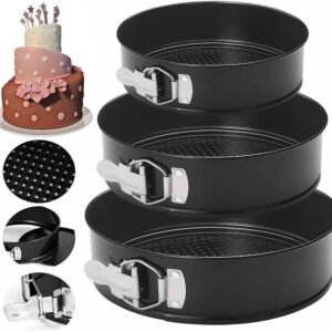 TPV® Springform Tin Nonstick Cake Mould Bakeware Pan Round Set Of 3