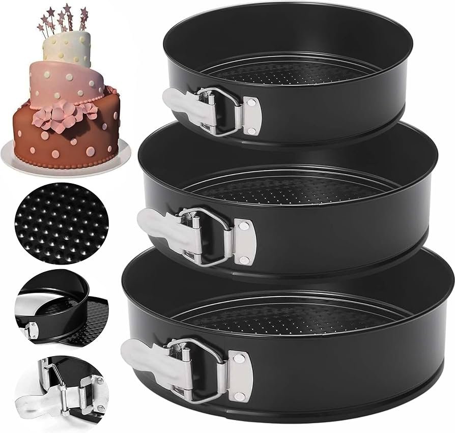 TPV® Springform Tin Nonstick Cake Mould Bakeware Pan Round Set Of 3