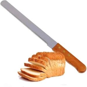 TPV® Stainless Steel Bread Knife Toast Slicing Knives Cake Slicer Baking Pastry Cutter With Wooden Handle