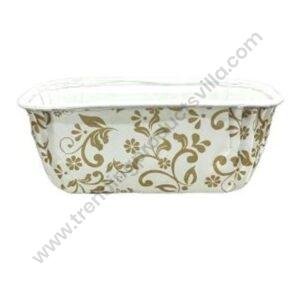 TPV® Bake  & Amp; Serve Paper Baking Mould White Golden Desgin Plum Cake Mold 10 Pcs