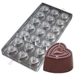 TPV® 21 Cavities Heart Shaped Polycarbonate Chocolate Mould ; Chocolate Weight : Approx 12 Grams