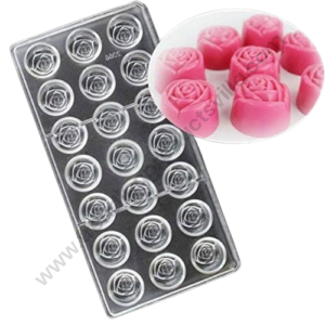 TPV® 21 Cavity Rose Flower Shape Polycarbonate Jelly Candy Mould