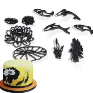 TPV® 10Pcs/Set Lotus Pond Theme Silhouette Cookie Cutter Plastic Fondant Biscuit Cutter Sugarcraft Tools