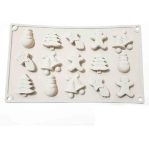 TPV® 15-Cavity Christmas Tree,Jingle Bell Chocolate Silicone Mould For Homemade Soap, Cake, Cupcake, Pudding, Jelly, Bread,Soap Ice Cube Tray Mould Mold Shape Silicone Brown Chocolate Moulds