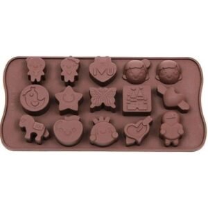 TPV® 15 Cavity Ginger Bread Man Love Shape Silicone Chocolate Mould