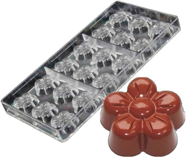 TPV® 18 Cavity Fancy Plum Blossom Flower Design Polycarbonate Chocolate Mold