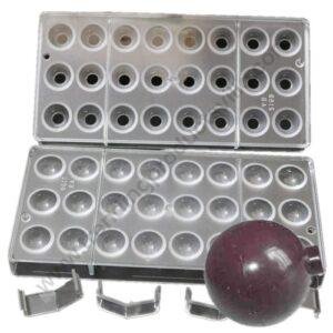 TPV® 24 Cavity Round Shape Polycarbonate Chocolate Mould With Clips
