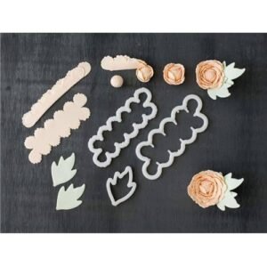 TPV® 3 Pcs Set Peony Ever With Leaf Cutter Fondant Molds Biscuit Cutter Cake Baking Tool Set
