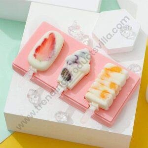 TPV® 3 In 1 Silicone Kulfi, Ice Cream Popsicle And Cakesicle Molds Tools With Dust Cover Sticks Frozen Mold Kitchen Accessories