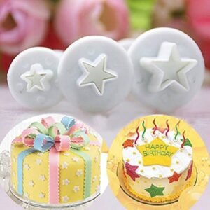 TPV® 3Pcs Mini Star Shape Cake Plunger Cutters Fondant Tool