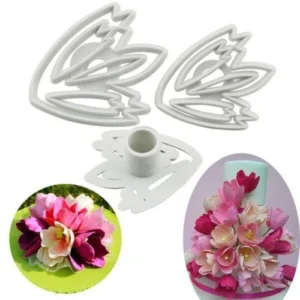 TPV® 3Pcs Tulip Flower Design Plastic Fondant Cutter Press