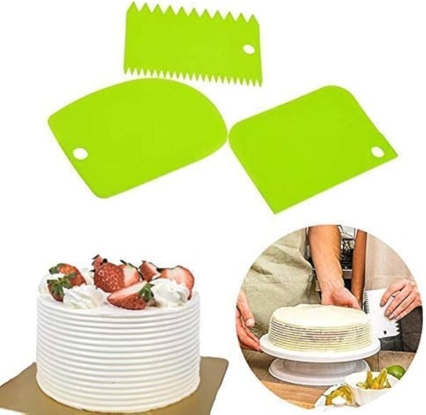 TPV® 3Pcs Plastic Scrapper, Chopper, Smoother Icing Fondant Pastry Baking Tool