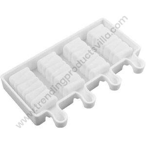 TPV® 4 Cavity White Classic Silicone Small Rectangle Cakesicle Mold Popsicle Easy Ice Cream Bar Mold