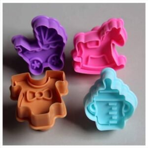 TPV® 4 Pc Baby Shower Plastic Biscuit Cutter Plunger Cutter Fondant Cutter