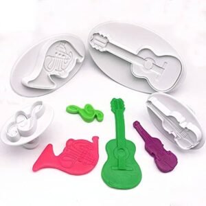 TPV® 4Pcs Musical Instrument Cello Violin Tuba Music Note Shape Cake Plunger Cutters Fondant Tool