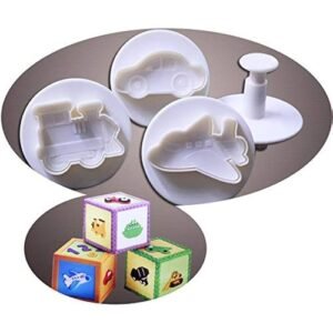 TPV® 4Pcs Transportation Vehicles Shape Cake Plunger Cutters Fondant Tool