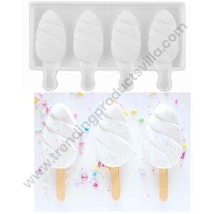TPV® 4Pcs White Classic Silicone Unicorn Horn Cakesicle Mold Popsicle Easy Ice Cream Bar Mold