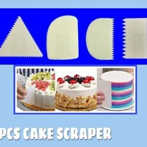 TPV® 4Pcs/Set Plastic Pattern Edges Side Scrapers For Cake Smoother Icing Fondant Pastry Baking Tool
