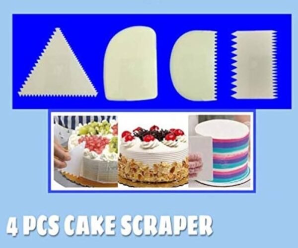 TPV® 4Pcs/Set Plastic Pattern Edges Side Scrapers For Cake Smoother Icing Fondant Pastry Baking Tool