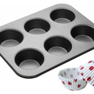 TPV® 6 Cup Muffin Tray/Cup Cake Tray/Deep Bun Tray/Cup Cake Pan/Baking Mould-Round (3.5 Cm Depth / 7 Cm Diameter)