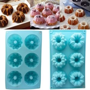 TPV® 6 In 1 Silicon Bakeware Mix Flower Shape Bundt Cupcake Moulds Muffin Mould
