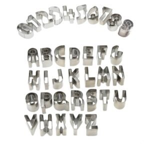 TPV® Mini Alphabet And Number Cookie Cutters Set Of 36 Pieces Stainless Steel Small Mould Tools