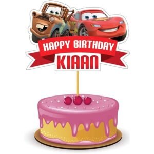 TPV® Mirror Acrylic Happy Birthday Cake Topper Cars Toys