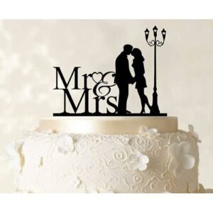 TPV® Mirror Shimmer Shining Acrylic Cake Topper Mr. And Mrs. With Couple