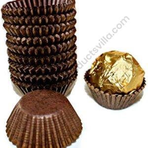 TPV® Paper Candy Cups Brown With Gold Stripes 100 Pcs