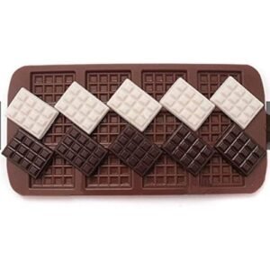 TPV® Silicon 12 Cavity Thin Dairy Milk Brown Chocolate Mould, Ice Mould, Chocolate Decorating Mould