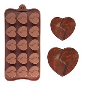 TPV® Silicon 15 Cavity Heart Design Brown Chocolate Mould, Ice Mould, Chocolate Decorating Mould