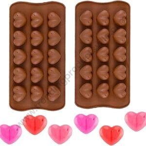 TPV® Silicon 15 Cavity Velantine Heart Design Brown Chocolate Mould, Ice Mould, Chocolate Decorating Mould
