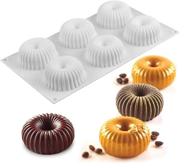TPV® Silicon 6 In 1 Savarin Donut Design Cake Mould Mousse Cake Mould Silicon Moulds