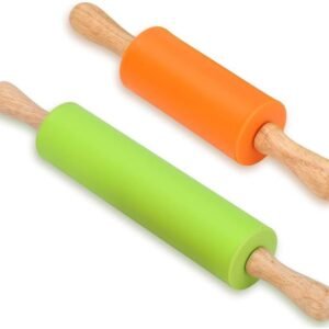TPV® Silicone Flour Stick Rolling Pin Stainless Steel Handle Made Of Dough Kitchen Baking Tools Random Color (Pack Of 1)