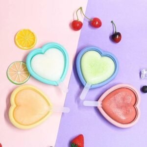 TPV® Silicone Ice Cream Molds - Lovely Heart Shape And Round Diy Ice Pop Maker Reusable Cubes Tray Frozen Molds