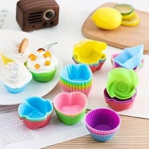 TPV® Silicone Muffin Moulds 6 Cavity Nonstick And Reusable Cups Cake Mould Cupcake Pattern Shape Cup For Jelly Cake Ice Cube Diy Baking Trays Bakeware Decoration (Random Colour)
