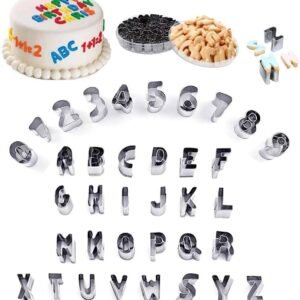 TPV® Stainless Steel Mini Alphabet And Number Cookie Cutters Small Mold Tools For Fondant Cookies, Biscuit, Cake, Fruits, Vegetables Decorating Tools Molds | Set Of 36