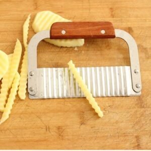 TPV® Vegetable Shaver Potatoes Knife Wave Knife Cutters Crinkle Chip Cutter Tool Stainless Steel Blade Wooden Handle