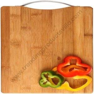TPV® Bamboo Wooden Kitchen Chopping Cutting Slicing Board Large With Handle For Fruits Vegetables Meat