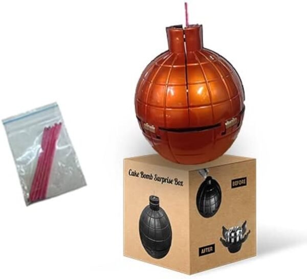 TPV® Bomb Round Shaped Cake Mould | Plastic Bombshell Surprise Cake Stand | Bomb Cake Gift Box | Reusable Cake Décor Mould Creative Surprise For All Occasion | Cake Bomb (Orange)