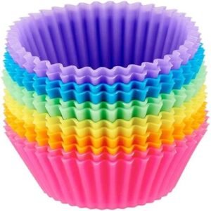 TPV® 12-Piece Non-Stick Silicone Bakeware Baking Cake Moulds For Cup Cakes And Muffins (Multicolor, Standard Size)