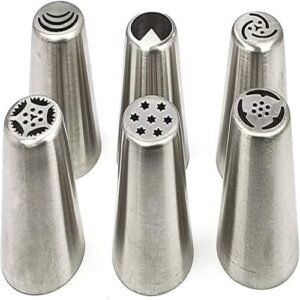 TPV® Cake Decorating Random Design Russian Icing Piping Nozzles- Set Of 6