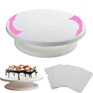 TPV® Cake Turntable Revolving Cake Decorating Stand 28Cm, Fondant Tools And Cake Scrapers