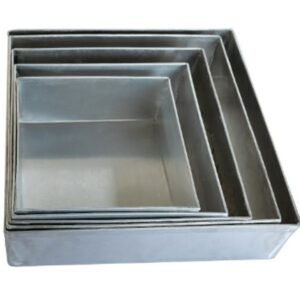 TPV® - 5Pcs Set Aluminium Square Multi-Purpose Deep Trays For Serving/ Baking/ Sweets/ Freezer -(7''- 8''- 9'' - 10'' - 11'') Height 2 Inch