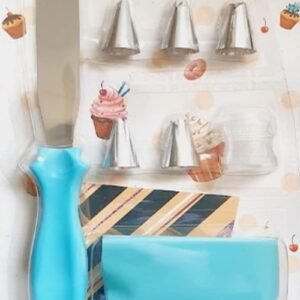 TPV® Cake Decorating Set Frosting Icing Piping Bag Tips With Steel Nozzles Reusable And Washable -5 Nozzle 1 Palette Knife