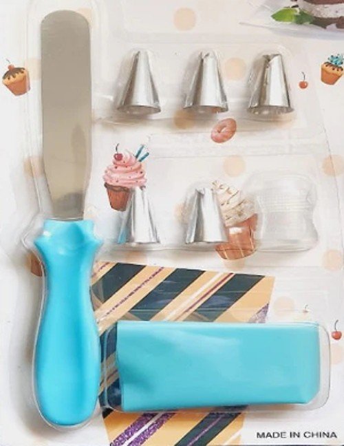 TPV® Cake Decorating Set Frosting Icing Piping Bag Tips With Steel Nozzles Reusable And Washable -5 Nozzle 1 Palette Knife