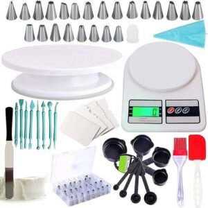 TPV® Combo Cake Baking And Decoration Tools And Accessories Variations (51 Pcs Complete Cake Baking And Decoration Tools Kit With Kitchen Scale)