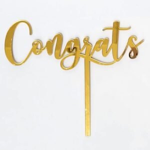TPV® Congrats Script Golden Glitter Acrylic Cake Topper | For Wedding Anniversary Bridal Shower Bachelorette Party Or Theme Parties Birthday Cake Supplies Decorations